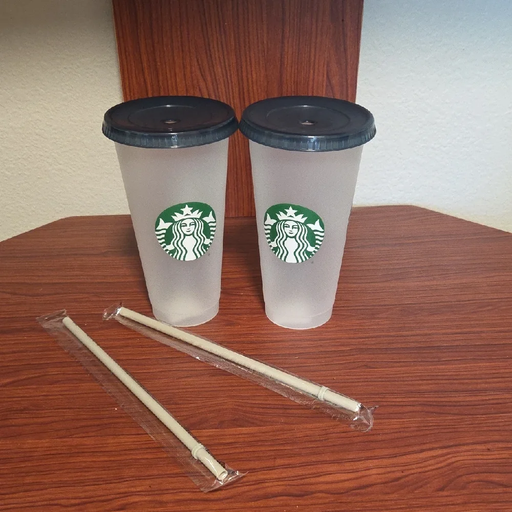 Starbucks Frosted Tumblers with Black Lids